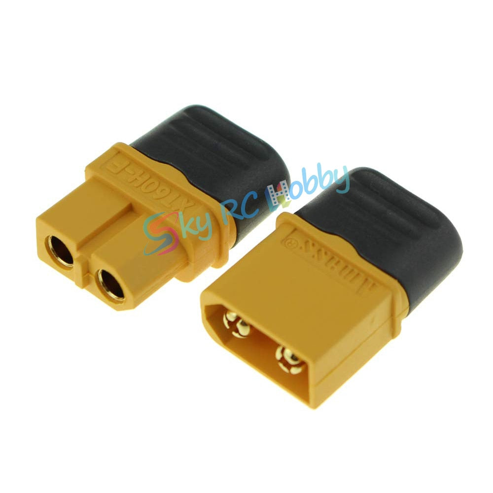 Amass 5 Pairs Amass XT60H XT60 Bullet Connector Male Female Plug Pack with 5 Feet 12AWG Silicone Cable (Red+Black)
