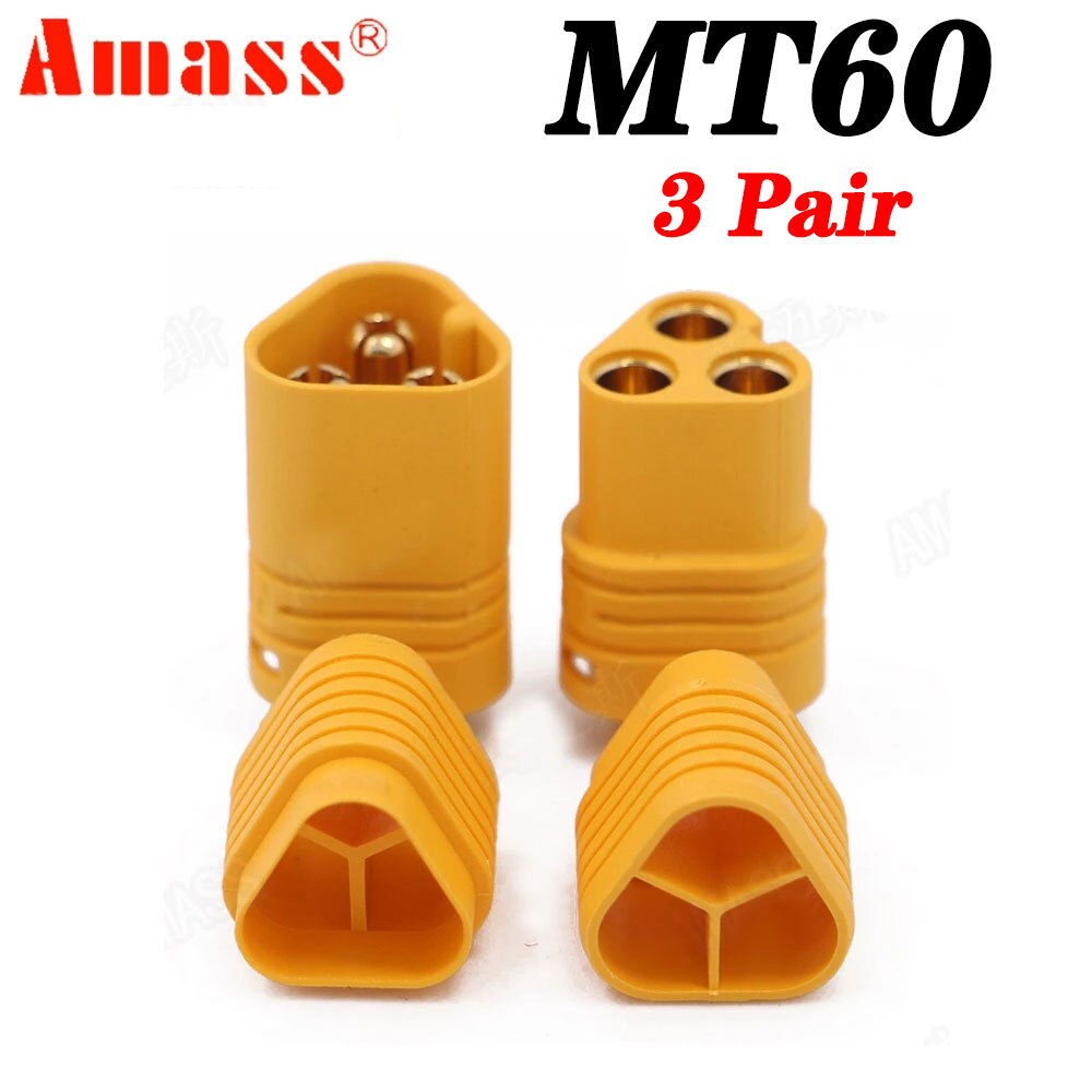 3 pair AMASS MT60 3.5mm 3 pole Bullet Connector Plug Set For RC ESC to Motor for RC Multicopter Quadcopter Airplane