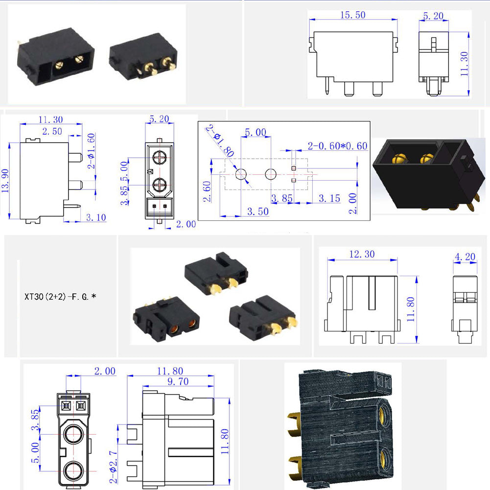 5/10Pairs Amass XT30(2+2) Female XT30PB(2+2) Male Gold Plated Plug with Signal Pin XT30U Aapter for RC Drone Aircraft Model