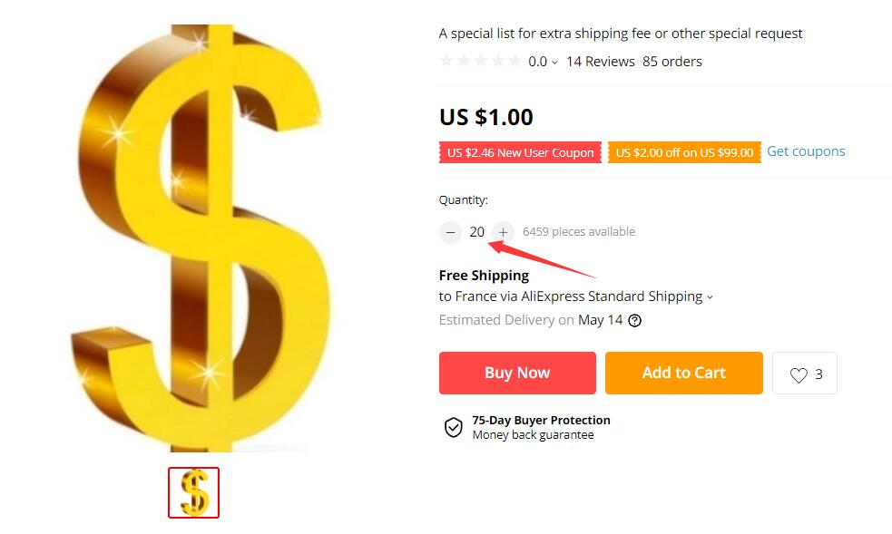 A special list for extra shipping fee or other special request  2