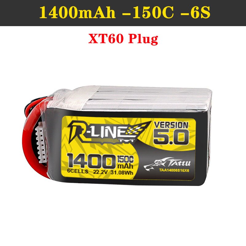 TATTU R-Line Version 5.0 V5 22.2V 1200mAh 1400mAh 150C 6S1P LiPo Battery for RC Racing Drone RC Quadcopter XT60 Plug